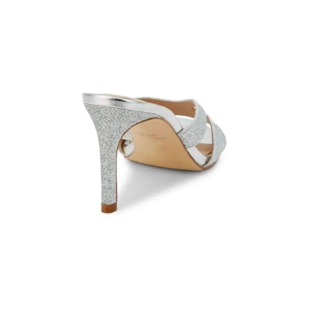NWT Stuart Weitzman Mariposa silver gilitter sandals Size 7